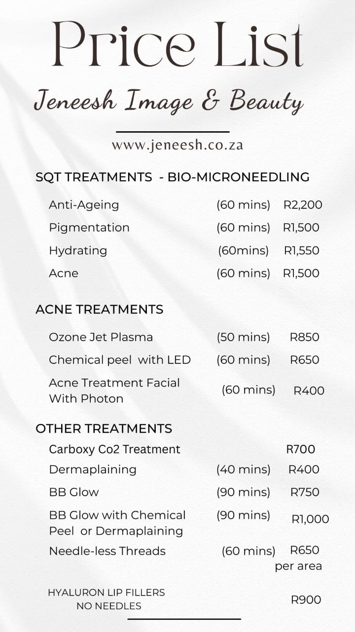 Jeneesh Image & Beauty Services & Prices page 1