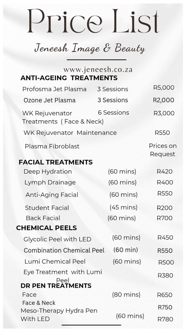 Jeneesh Image & Beauty Services & Prices page 2