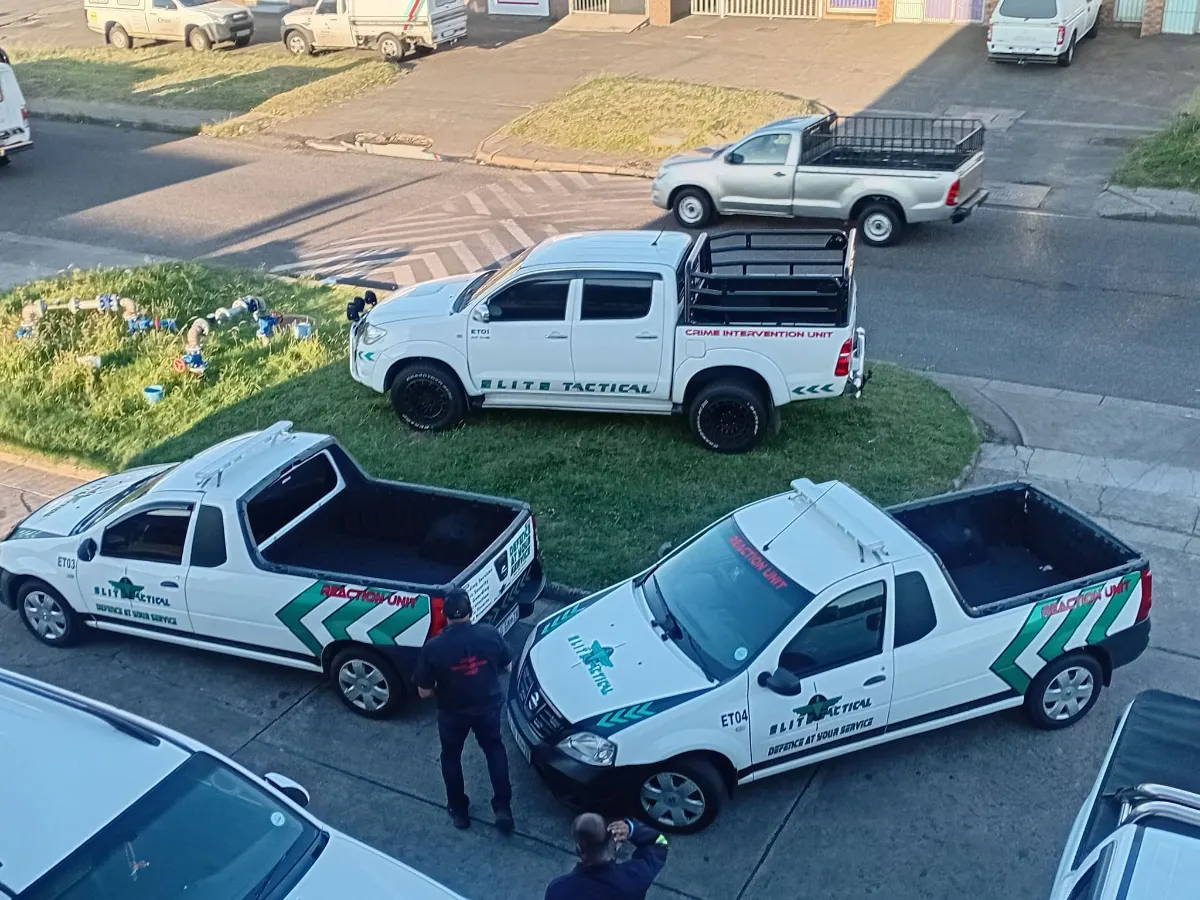 Elite Tactical armed response team with response vehicles in Richards Bay