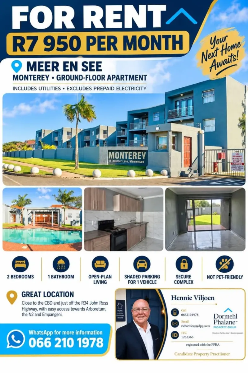 2 Bedroom Ground-Floor Apartment to Rent in Meerensee