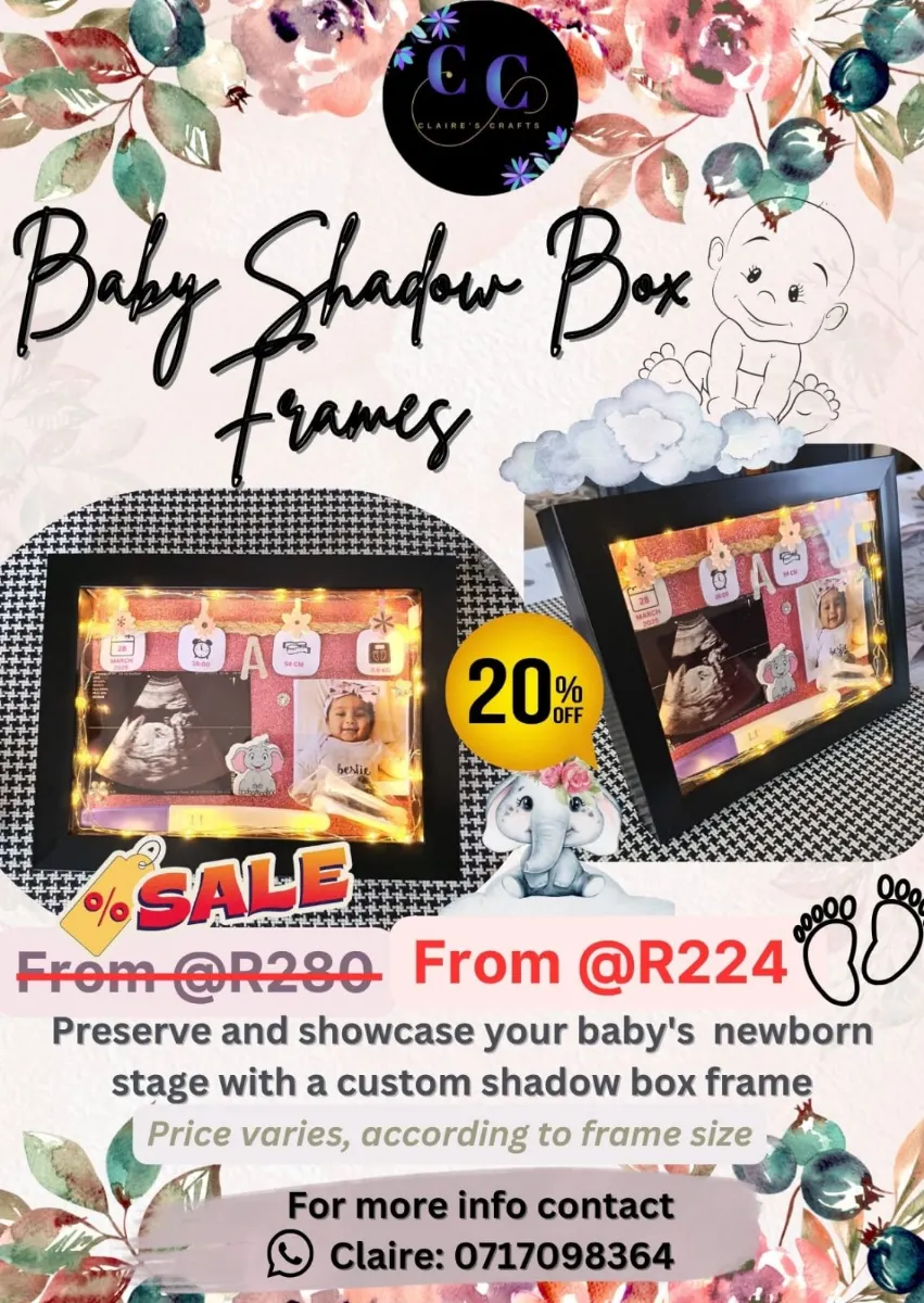 20% Off Personalised Baby Shadow Box Frames